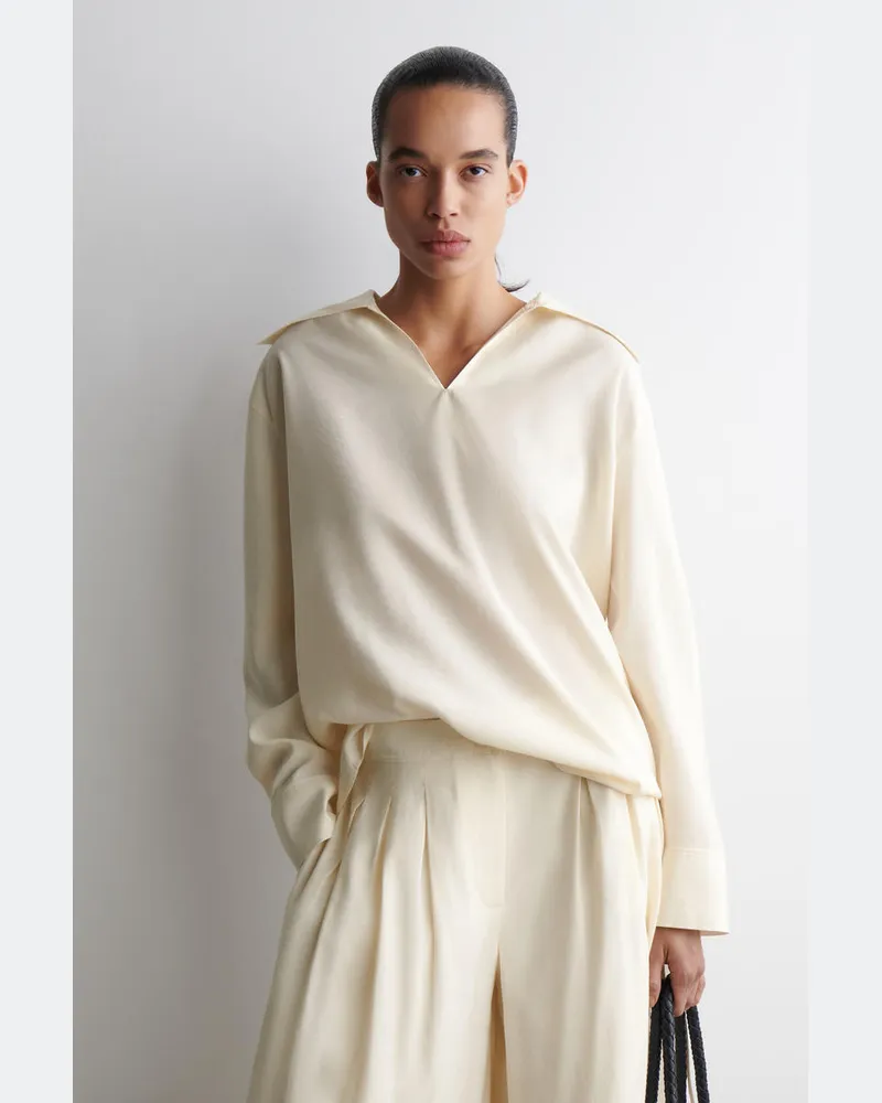 COS Bluse Aus Modal Mit Breitem Kragen Beige