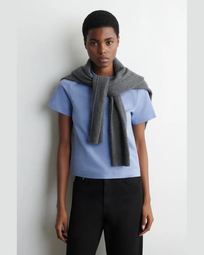 COS Schlichtes T-Shirt Blau