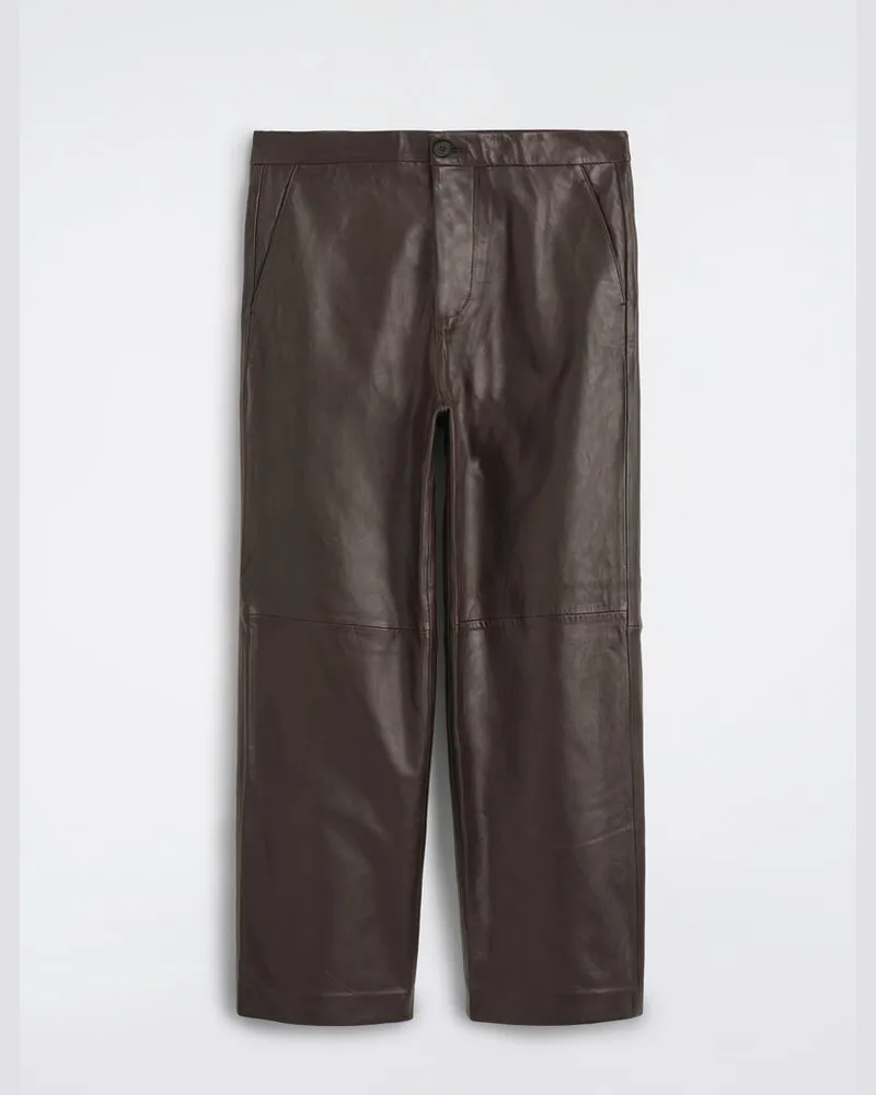 COS Lockere Hose Aus Leder Mit Geradem Bein Braun