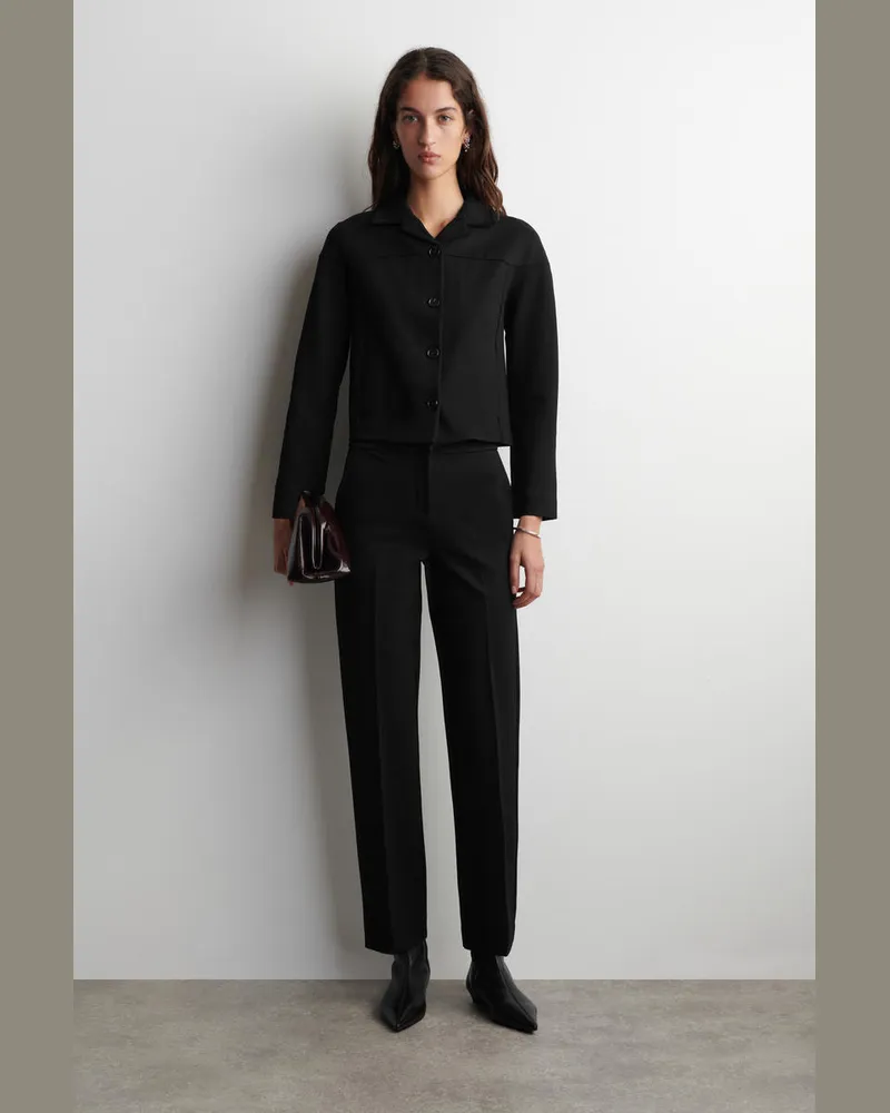 COS Kastenförmige Jacke Aus Jersey Schwarz