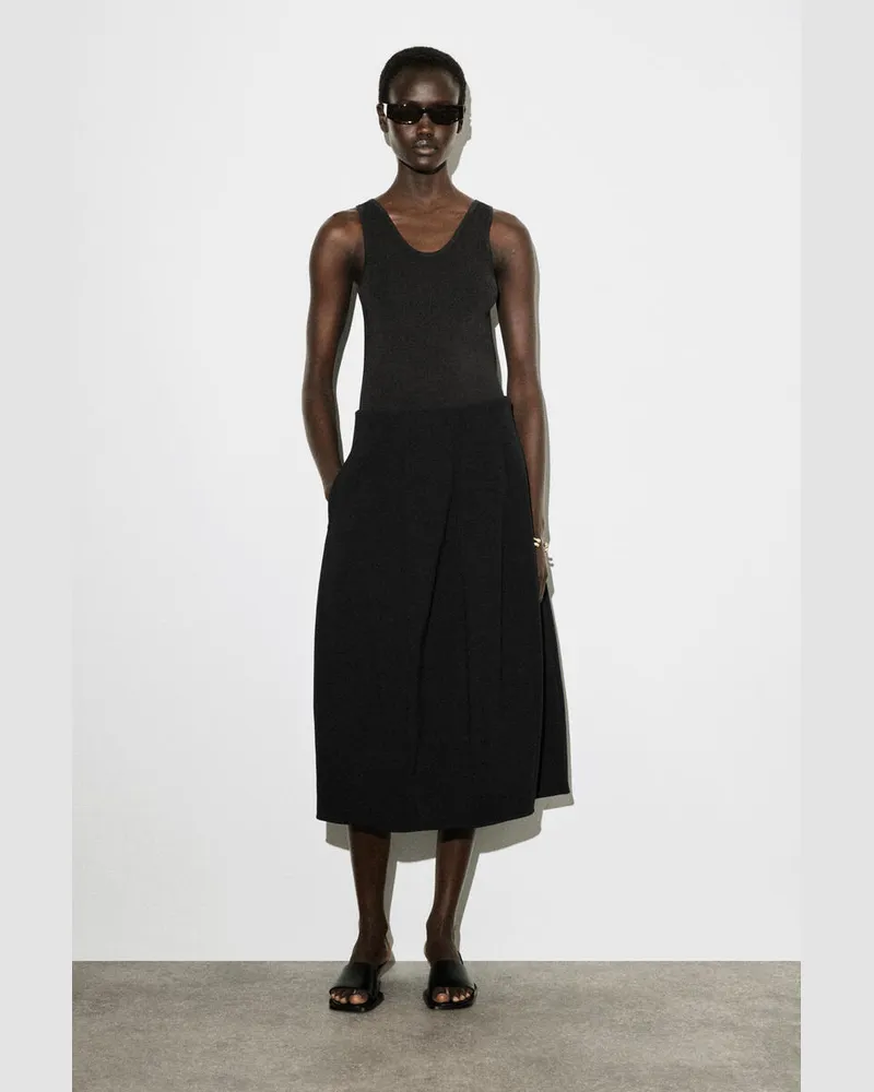 COS Skulpturaler Midirock Aus Jersey Schwarz