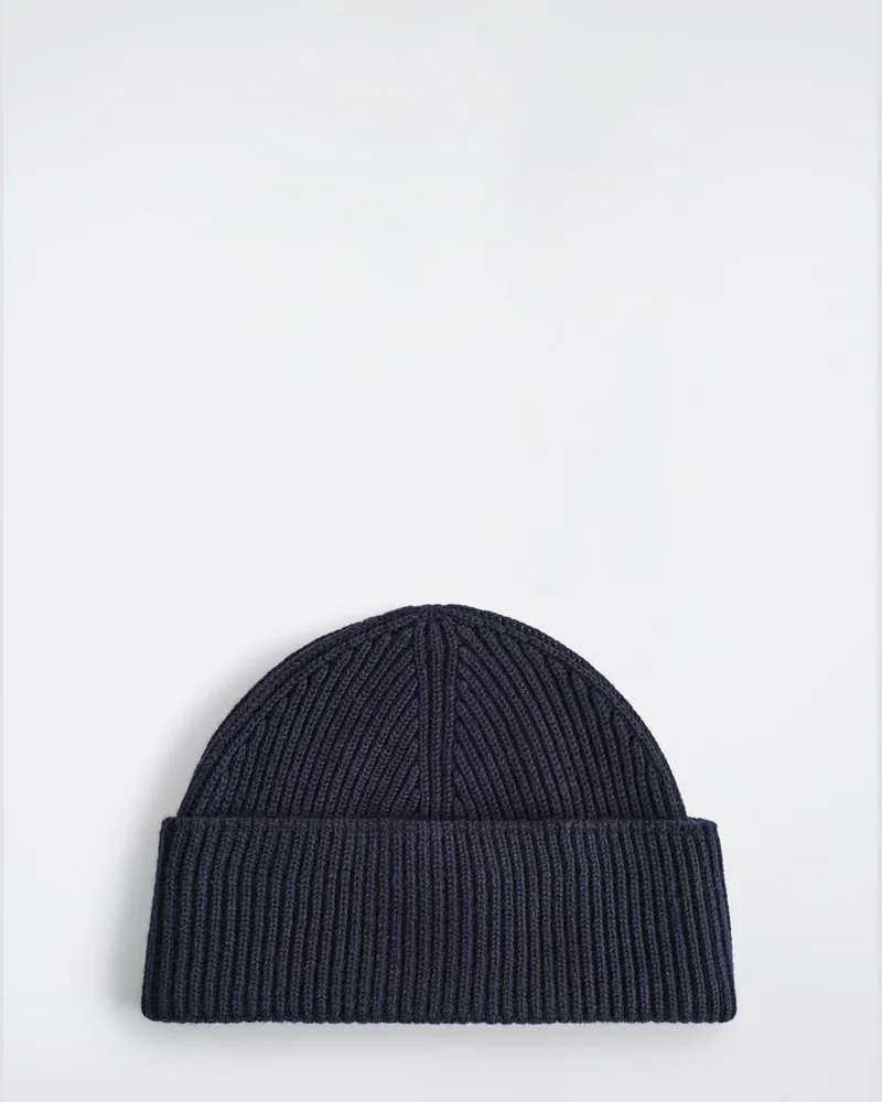 COS Gerippte Beanie Aus Wolle Blau