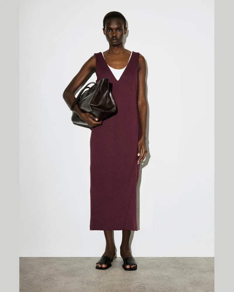 COS Midikleid In Wickeloptik Mit V-Ausschnitt Rot