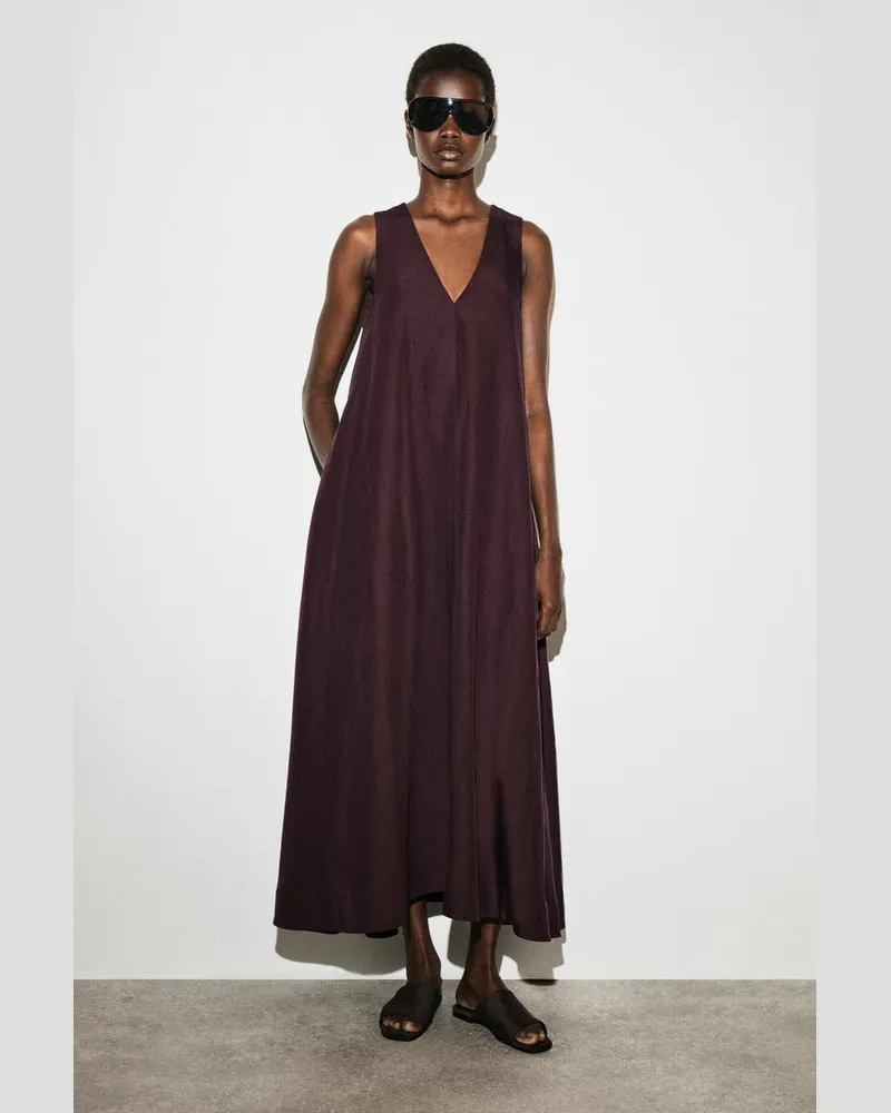 COS Maxikleid Aus Leinen-Mix In A-Linie Rot