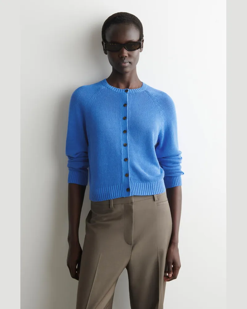 COS Strickjacke Aus Leinen Blau