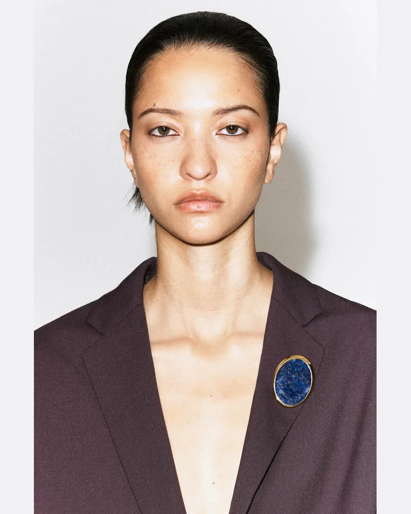COS Lapis Lazuli Brooch Goldfarben