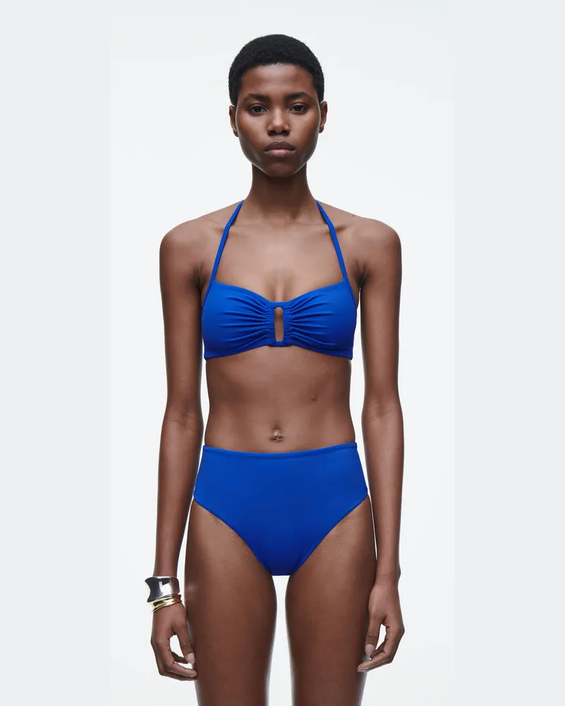 COS Bikinioberteil Mit Raffungen Und Cut-Out Blau