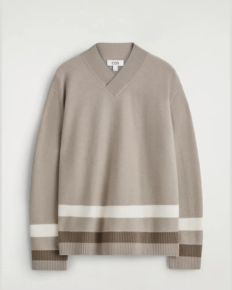 COS Pullover Aus Kochwolle Mit V-Ausschnitt Beige