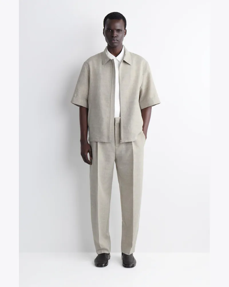 COS Lockere Leinen-Wollhose Mit Barrel-Bein Beige