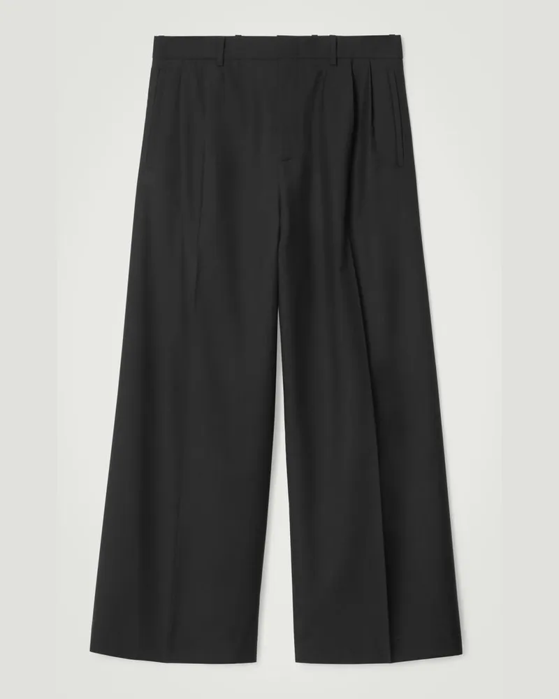 COS Wollhose Mit Weitem Bein Und Falten Schwarz