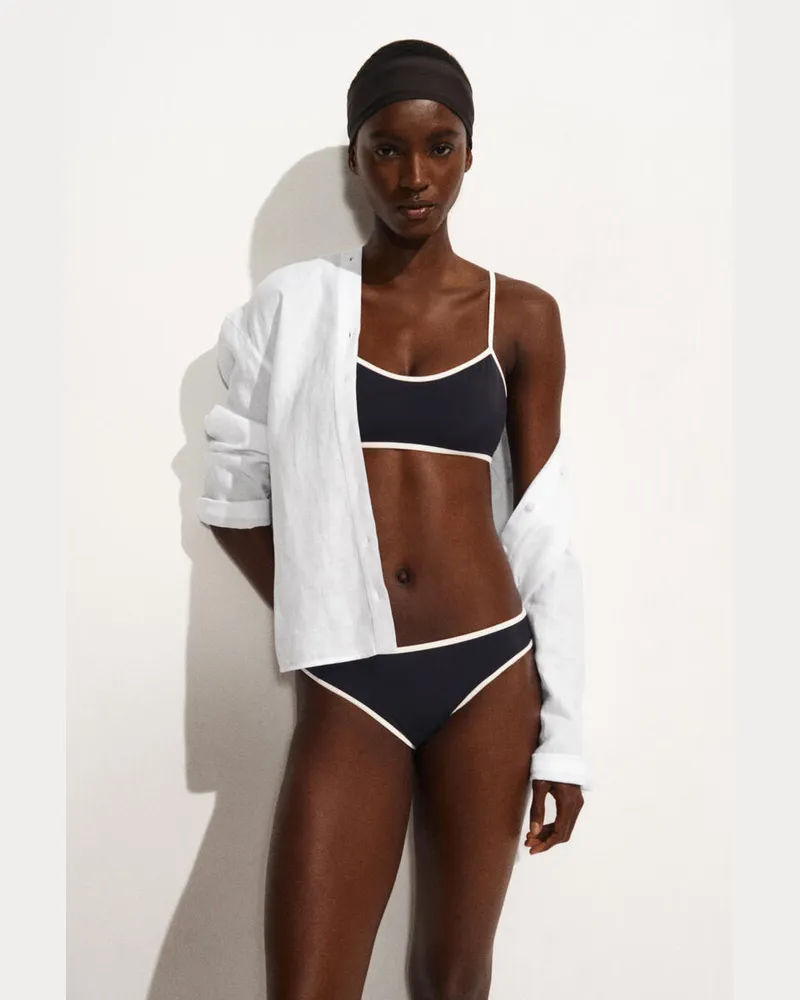 COS Contrast-Trimmed Scoop-Neck Bikini Top Blau