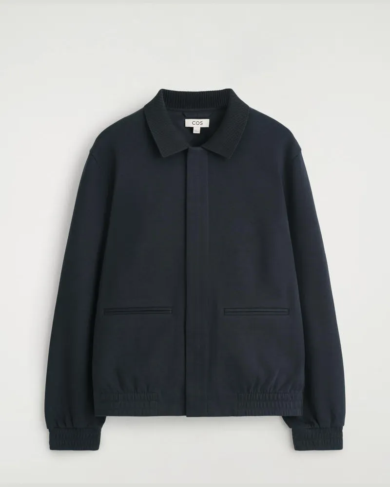 COS Harrington-Jacke Aus Jersey Blau