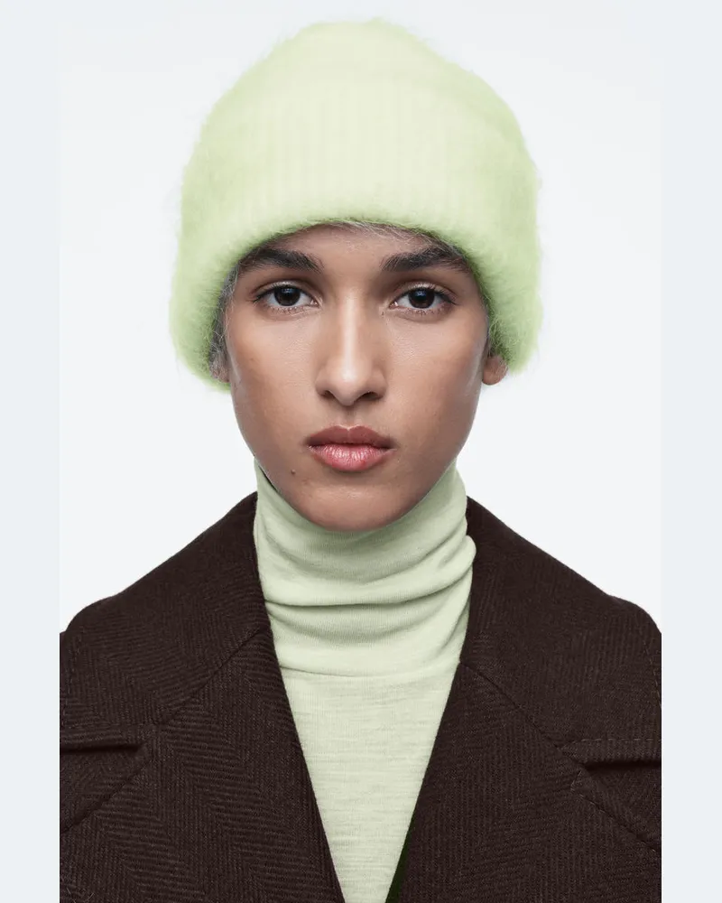 COS Gerippte Beanie Aus Mohair Grün