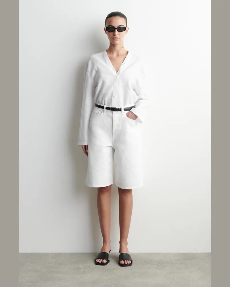 COS Knielange Jeansshorts Weiß