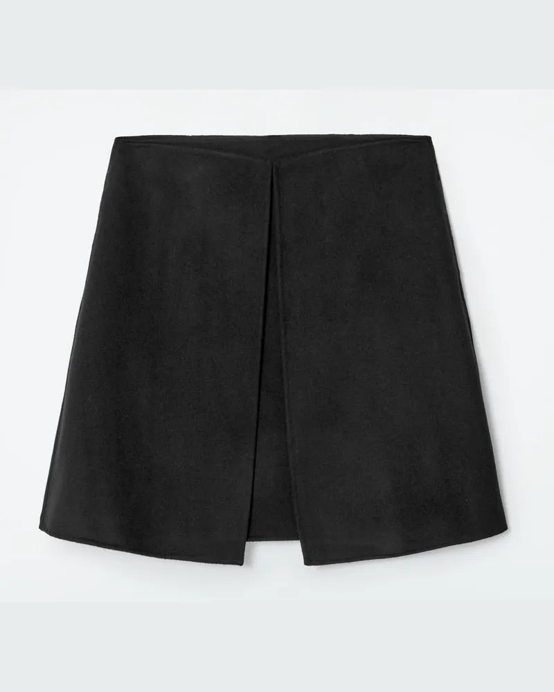 COS Minirock Aus Doubleface-Wolle Mit Falte Schwarz