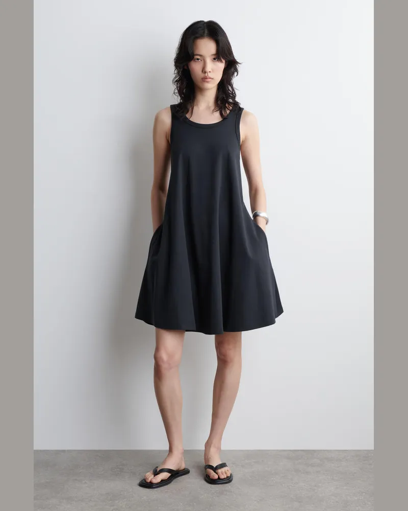 COS Cotton-Jersey Mini Swing Dress Blau