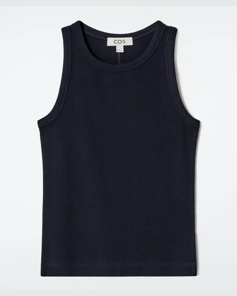 COS Geripptes Tanktop Blau