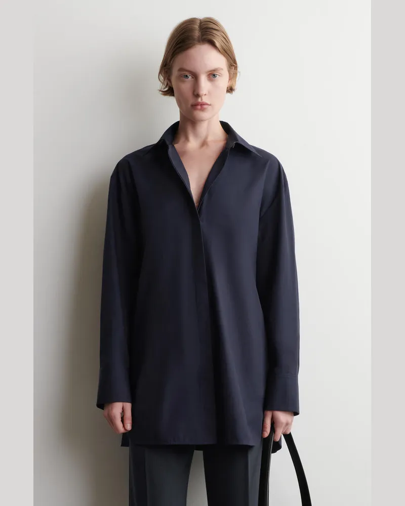 COS Elegantes Baumwollhemd Blau