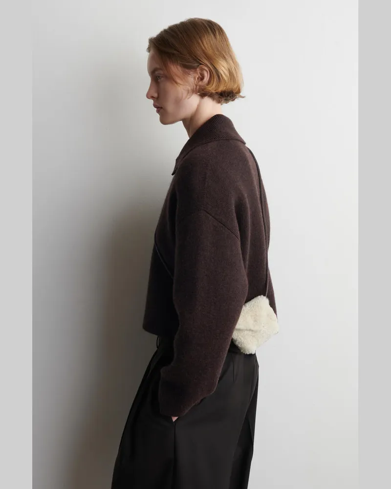COS Kartenetui Aus Shearling Weiß