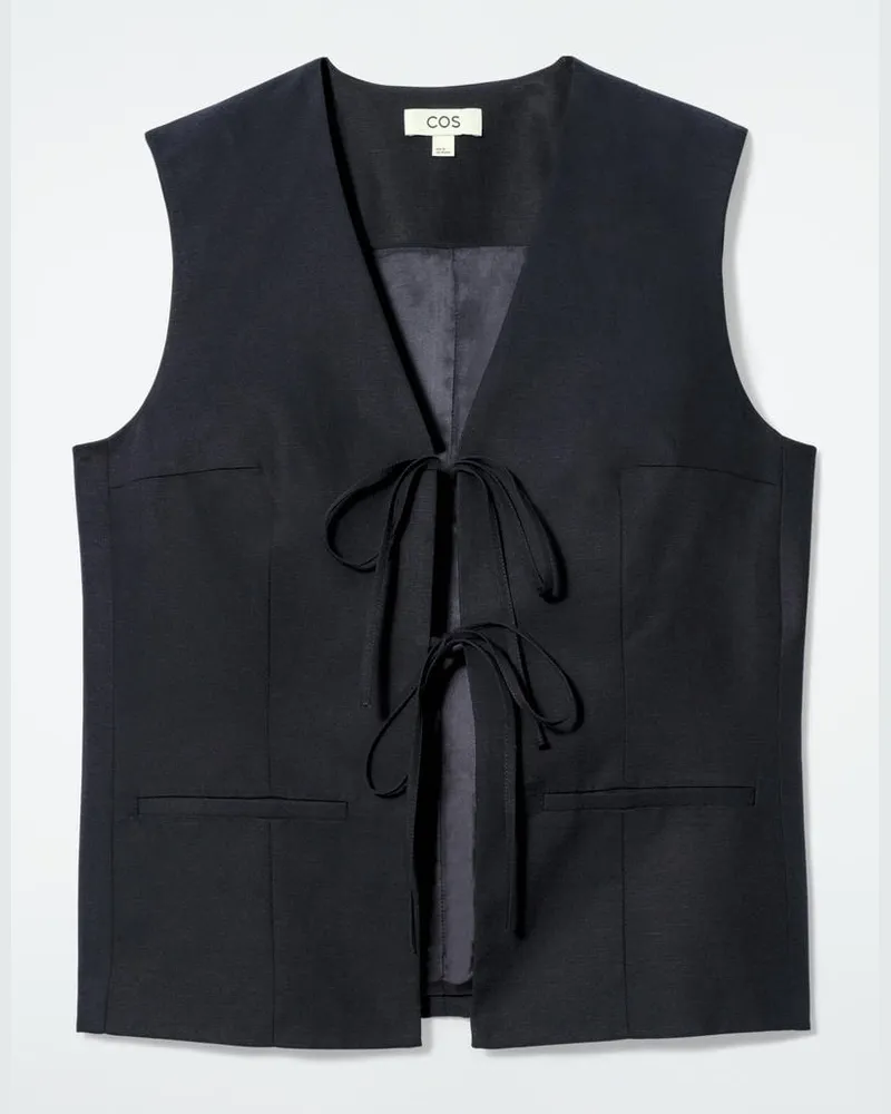 COS Weste Aus Leinen-Mix Mit Bändern Blau