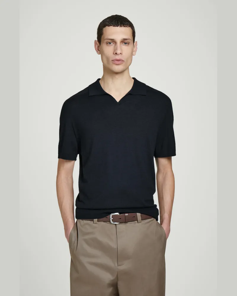 COS Poloshirt Mit Offenem Kragen Aus Kaschmir Blau