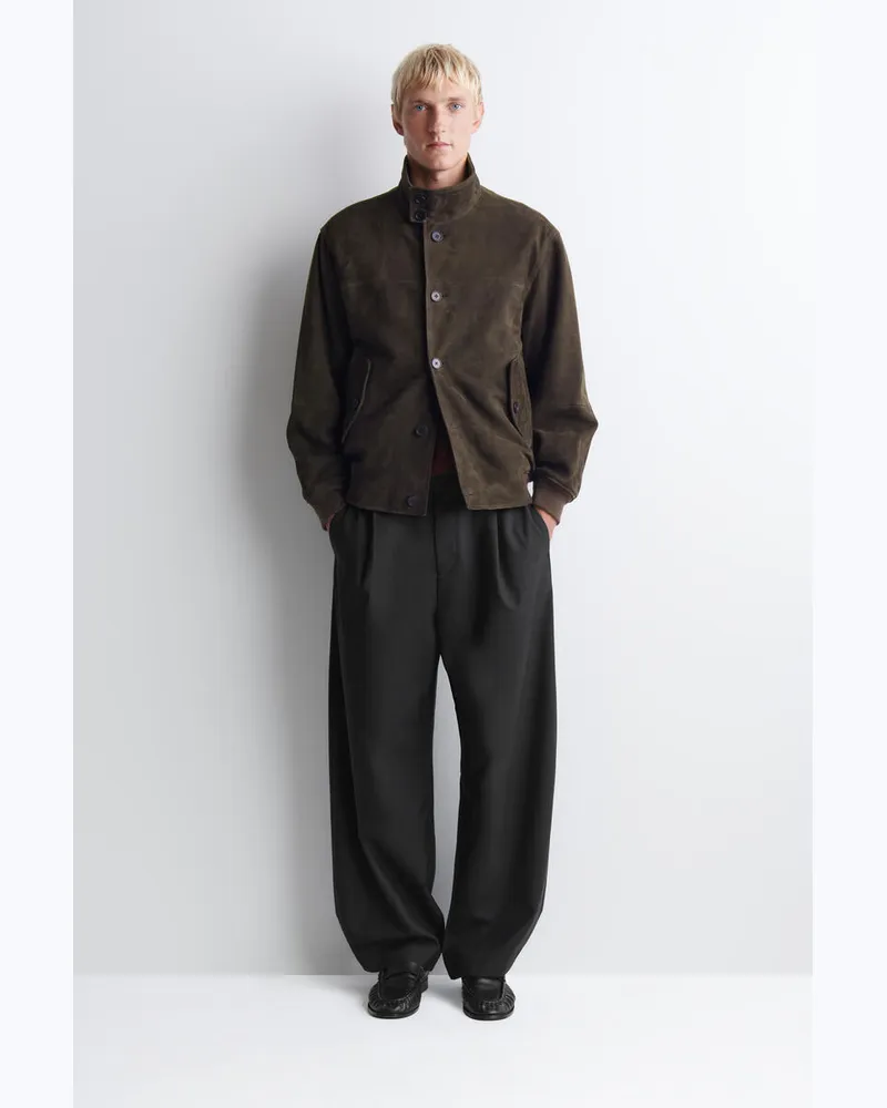 COS Lockere Wollhose Mit Barrel-Bein Und Gürteldetail Grau