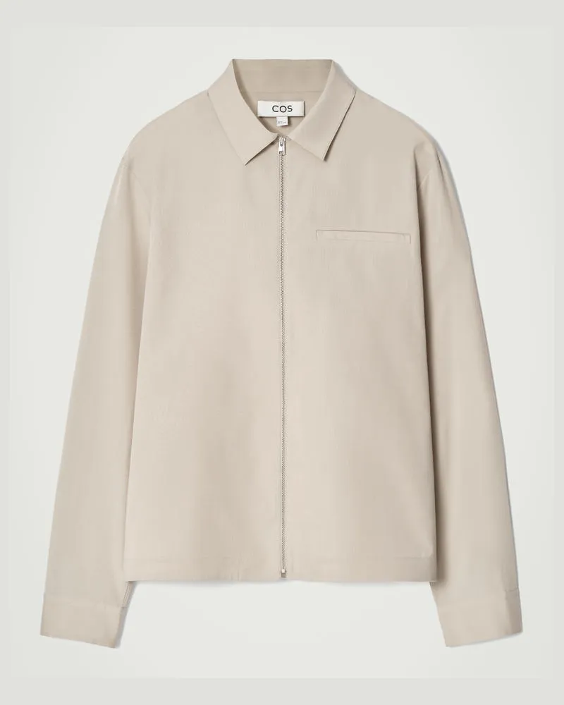 COS Hemd Aus Twill Mit Reissverschluss Beige