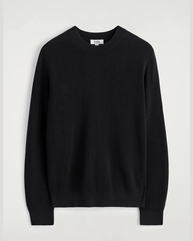 COS Pullover Aus Baumwolle Mit Rundhalsausschnitt Schwarz