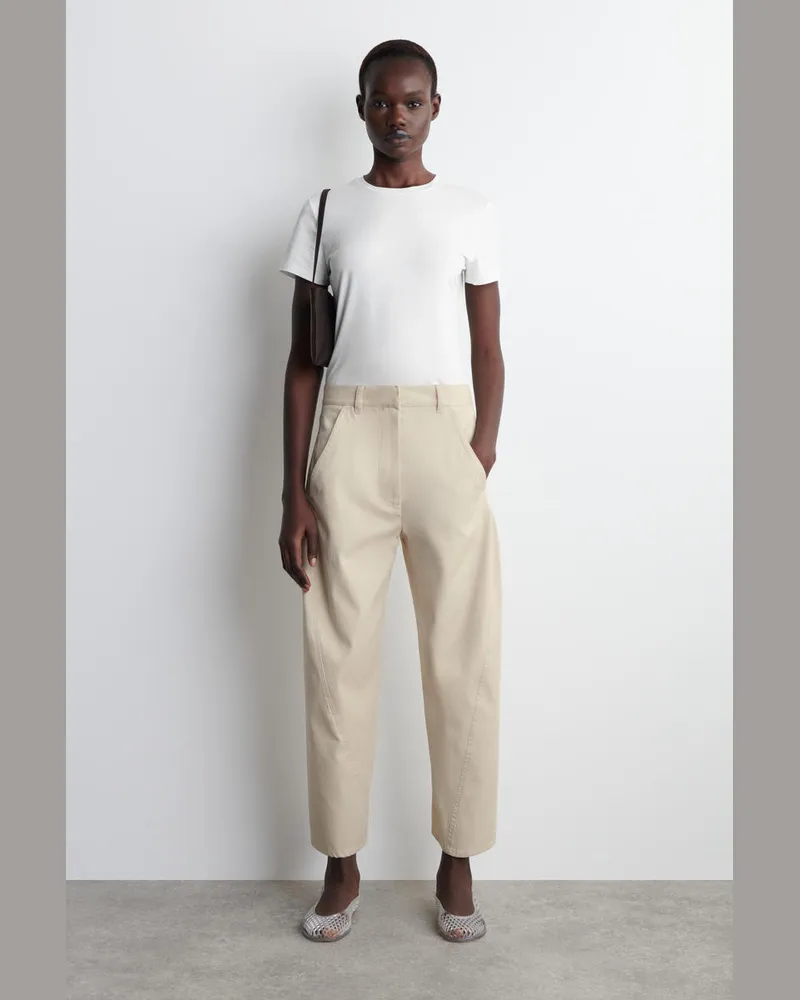 COS Baumwollhose Mit Barrel-Bein Beige