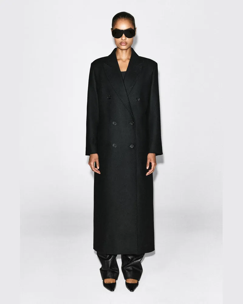 COS Eleganter Doppelreihiger Mantel Aus Woll-Mix Schwarz