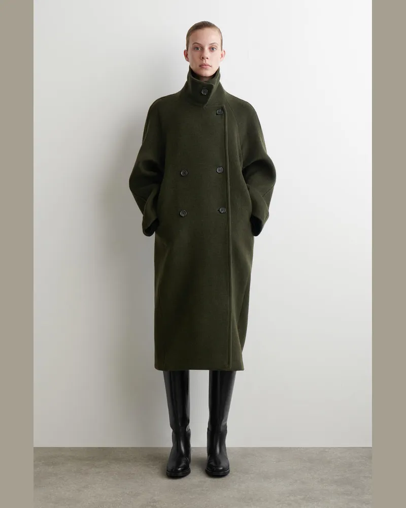 COS Zweireihiger Oversized-Wollmantel Grün