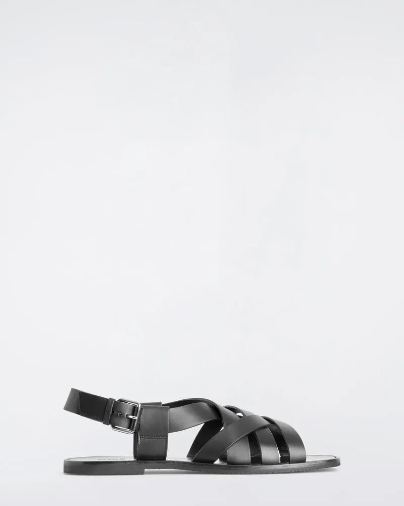 COS Gewebte Ledersandalen Schwarz