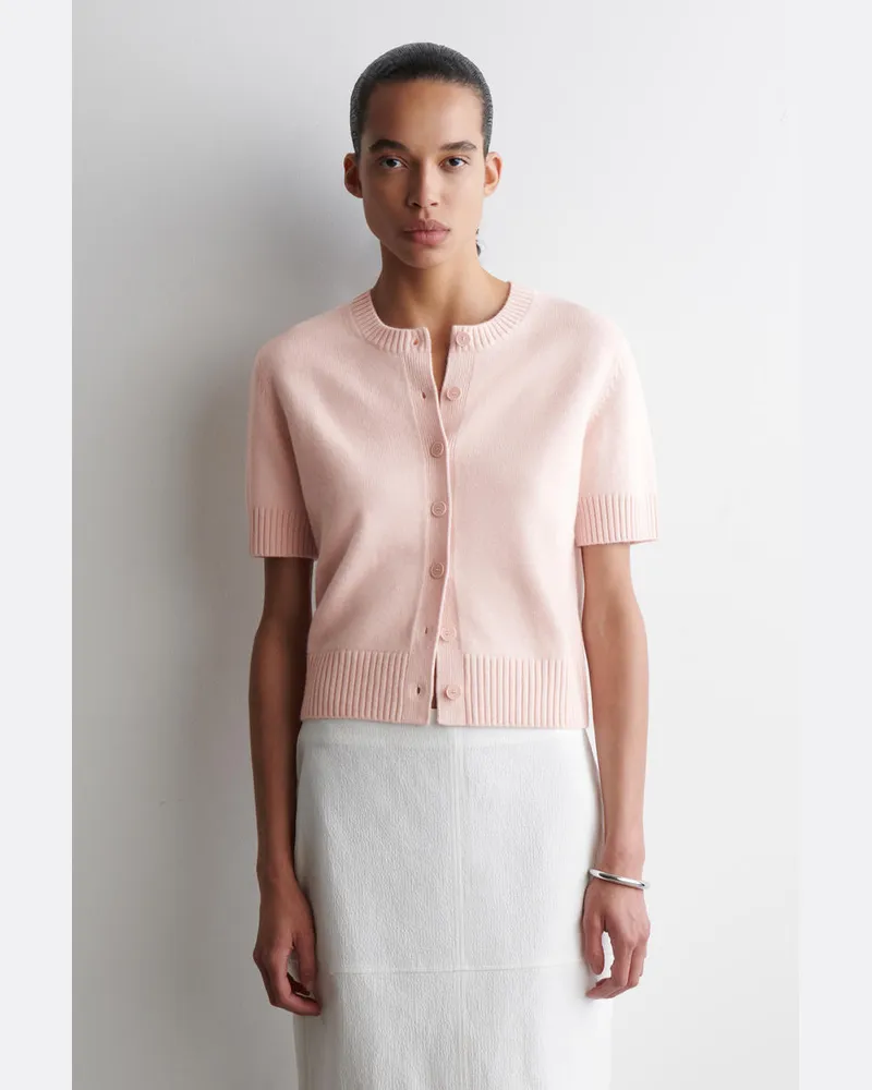 COS Kurzärmlige Strickjacke Aus Merinowolle Rosa