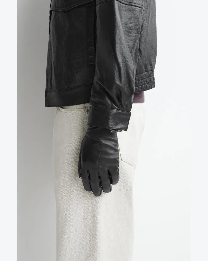 COS Lederhandschuhe Mit Kaschmirfutter Schwarz