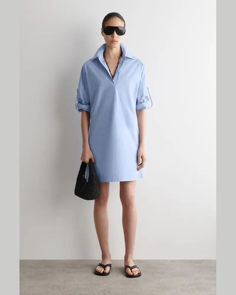 COS Kurzarmhemd Aus Baumwoll-Popeline Blau