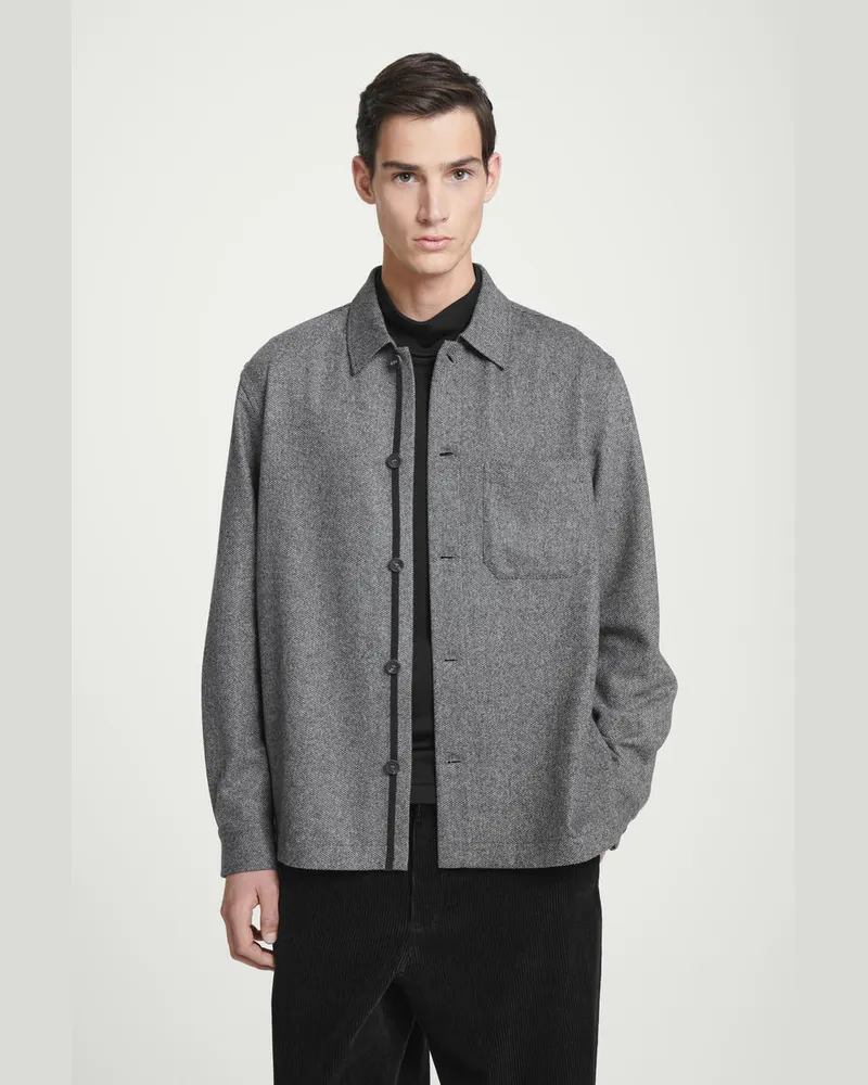 COS Strukturierte Hemdjacke Aus Woll-Mix Grau