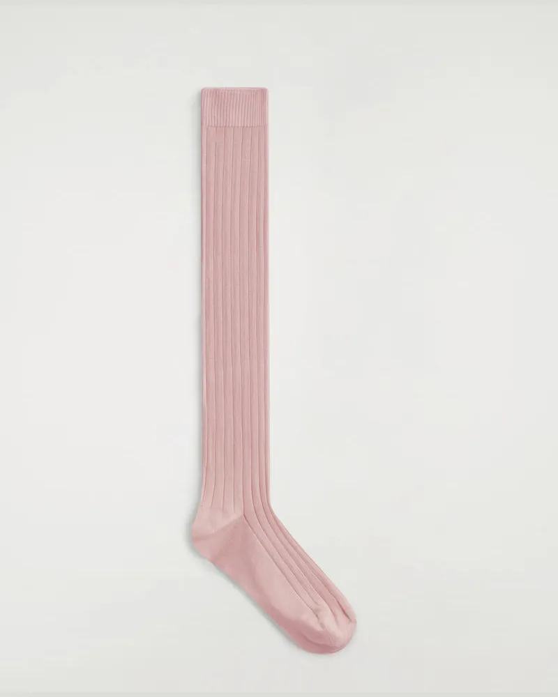 COS Gerippte Kniestrümpfe Aus Seide Rosa