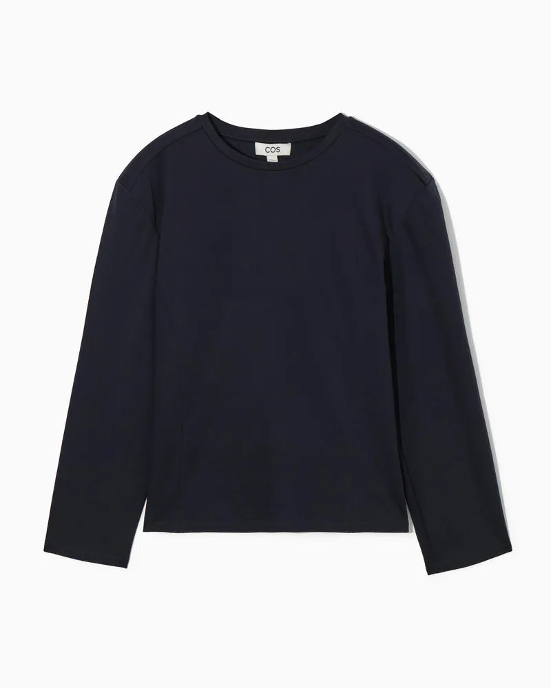 COS Tailliertes Langarmshirt Blau