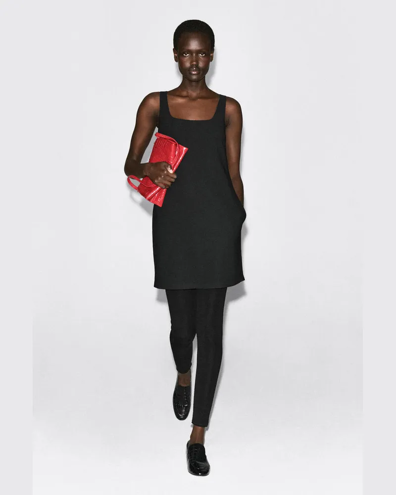COS Kleid Aus Crêpe-Jersey Mit Karree-Ausschnitt Schwarz