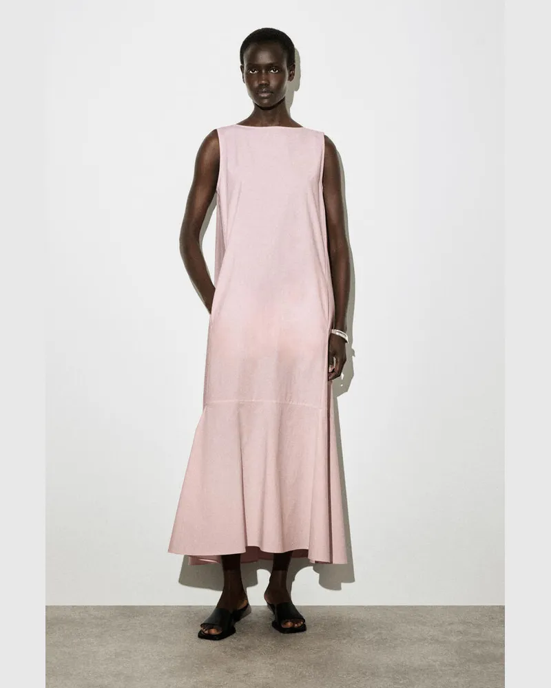 COS Midikleid Aus Baumwolle Mit Abgesetztem Saum Rosa
