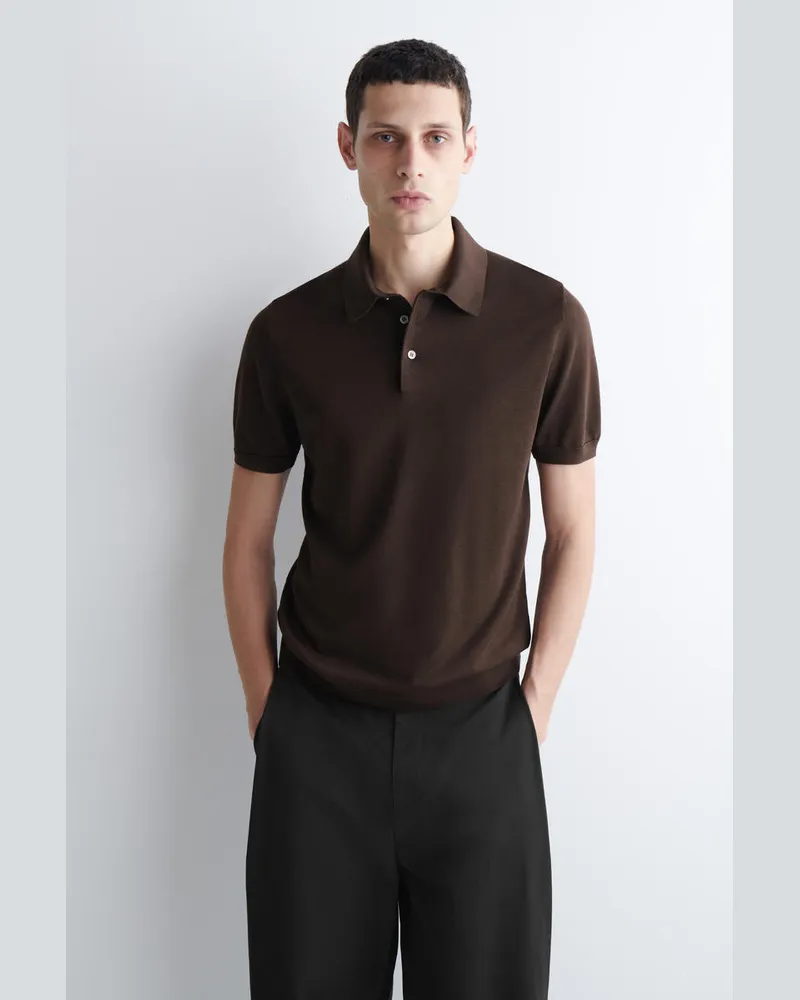 COS Schmal Geschnittenes Poloshirt Aus Seidenstrick Rot