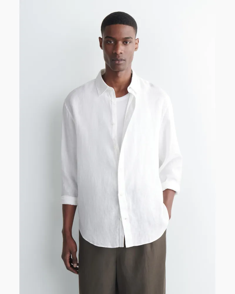 COS Lockeres Leinenhemd Weiß