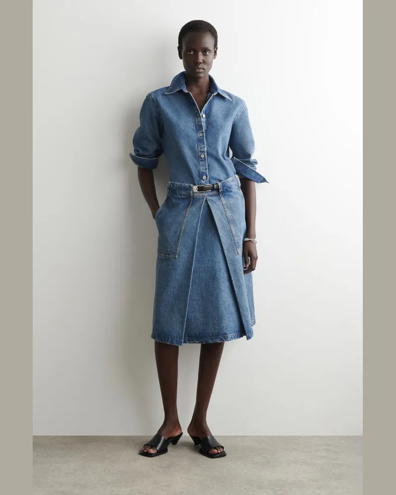 COS Utility-Rock Aus Denim In A-Linie Blau