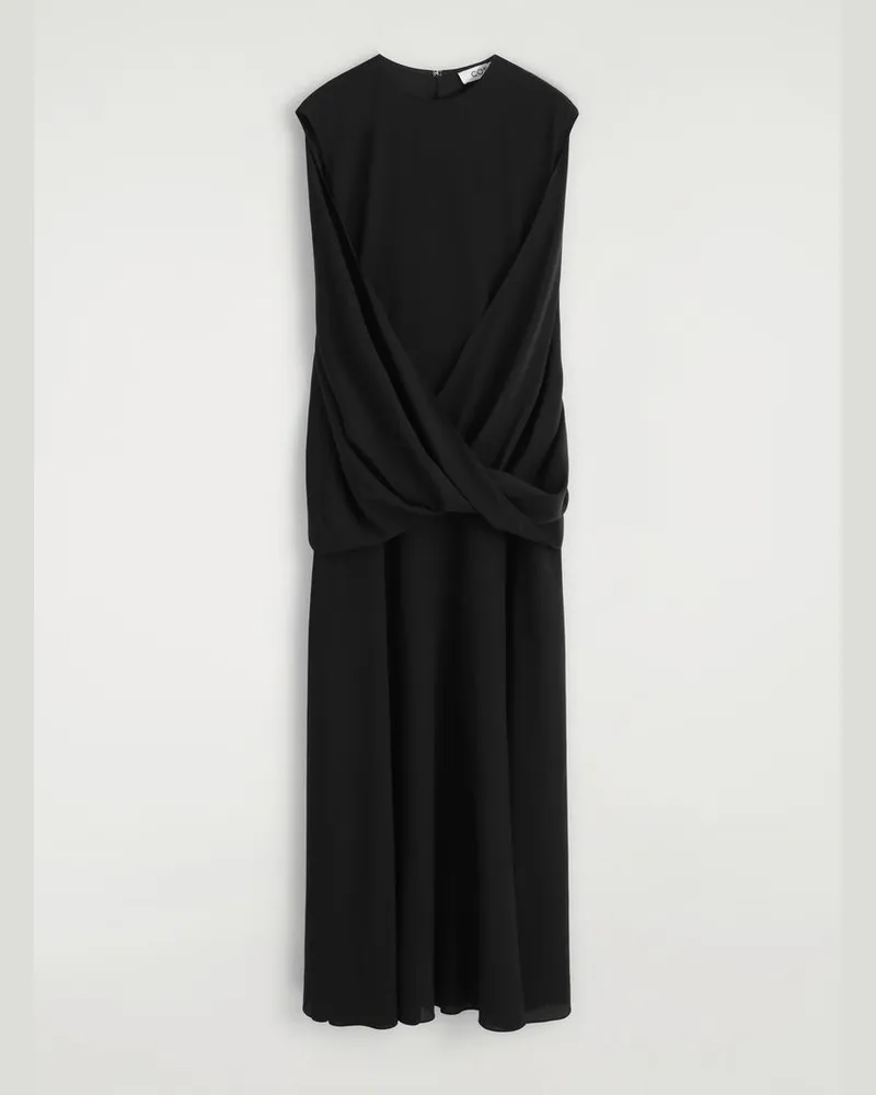 COS Drapiertes Maxikleid Aus Seide Schwarz