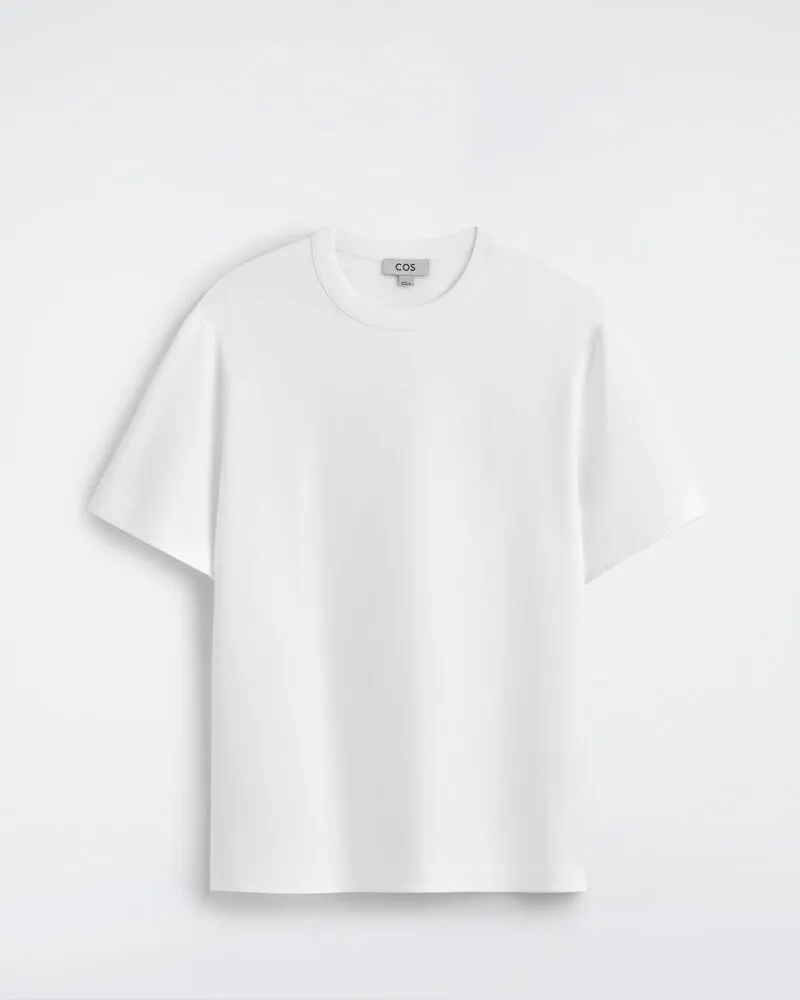 COS T-Shirt Aus Baumwolle Mit Rundhalsausschnitt Weiß