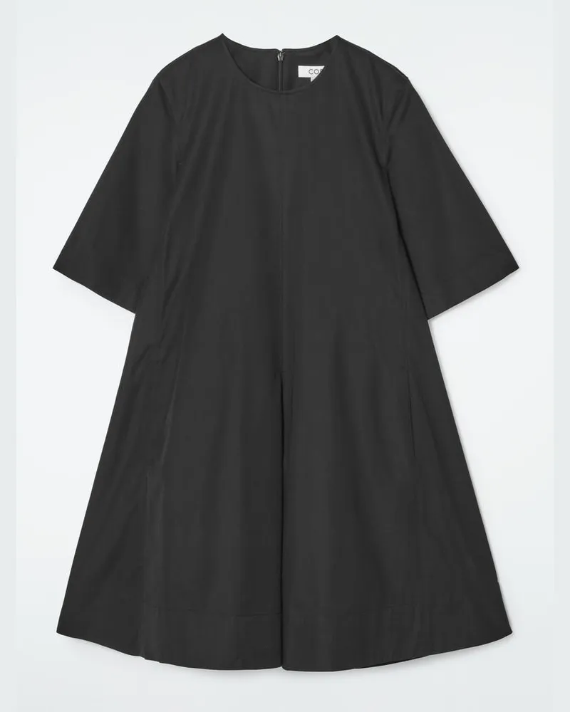 COS Minikleid Aus Baumwolle Mit Falten Schwarz