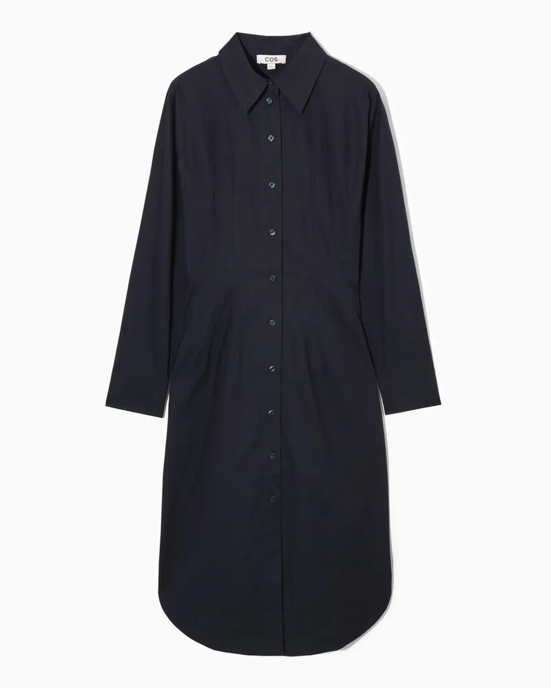 COS Hemdblusenkleid In Midilänge Blau