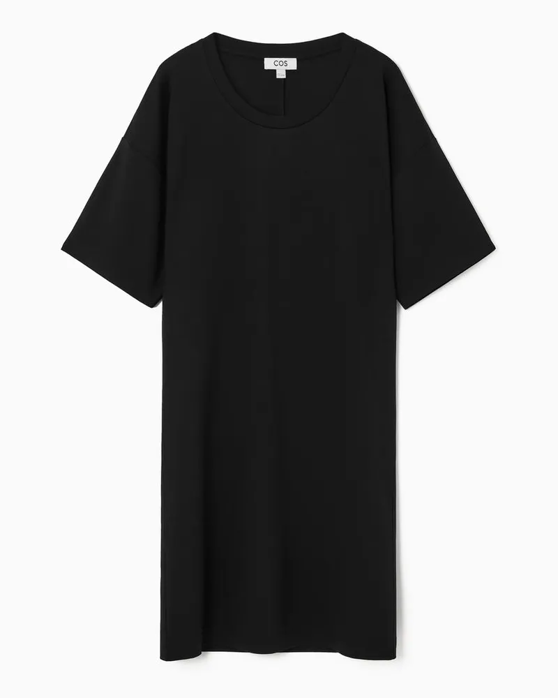 COS Drapiertes T-Shirt-Kleid In Minilänge Schwarz
