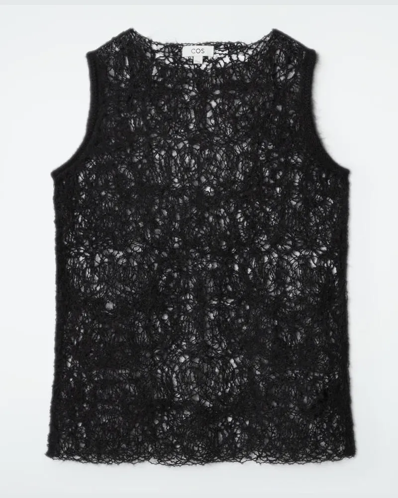 COS Dünnes Tanktop Aus Mohair Mit Stickerei Schwarz