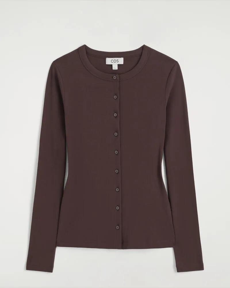 COS Oberteil Aus Jersey Mit Knopfleiste Rot